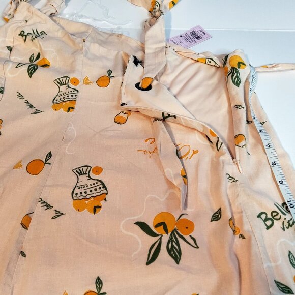 Wild Fable Bella Vista Lemon Print One-Shoulder Dress Size L Rayon & Linen Blend - Picture 9 of 10